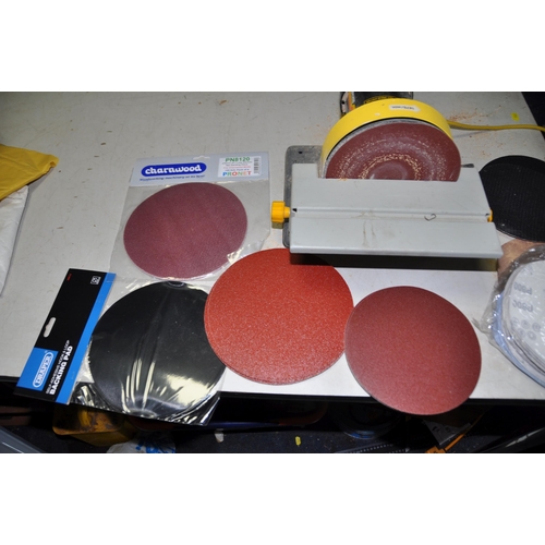 1067 - A BURGESS BSM-175 7in DISC SANDER with various grades of spare sanding disc and self adhesive hook a... 