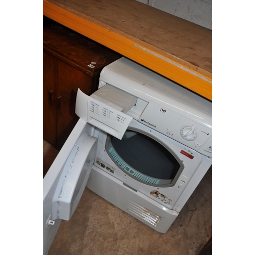 1107 - A HOTPOINT AQUARIUS TCM5480 CONDENSOR DRYER, width 60cm x depth 61cm x height 85cm and a Sanyo micro... 