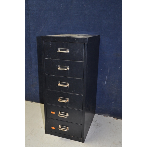 1116 - A METAL FILE DRAWER with six equal drawers and chrome handles, width 28cm x depth 40cm x height 67cm