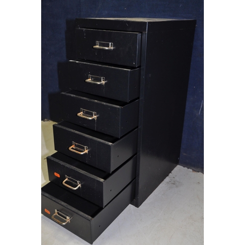 1116 - A METAL FILE DRAWER with six equal drawers and chrome handles, width 28cm x depth 40cm x height 67cm