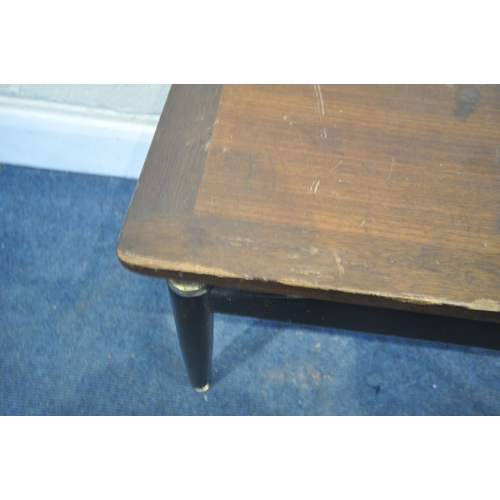 1203 - A G PLAN TOLA AND BLACK RECTANGULAR COFFEE TABLE, length 74cm x depth 48cm x height 46cm, and a G pl... 