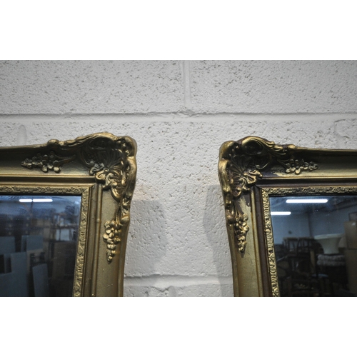 1211 - A SELECTION OF VARIOUS MIRRORS, to include two French gilt framed wall mirrors, 80cm x 58cm, a recta... 