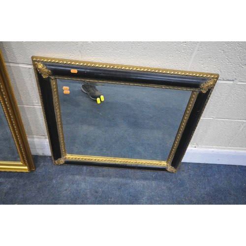 1211 - A SELECTION OF VARIOUS MIRRORS, to include two French gilt framed wall mirrors, 80cm x 58cm, a recta... 