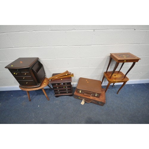 1232 - A SELECTION OF OCCASIONAL FURNITURE, to include a small mahogany chest of three drawers, width 42cm ... 