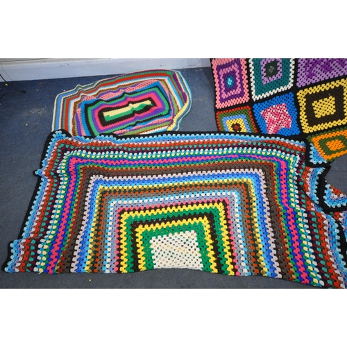 1236 - A SELECTION OF CROCHET BLANKETS, of various sizes and colours, largest approximately 250cm squared (... 