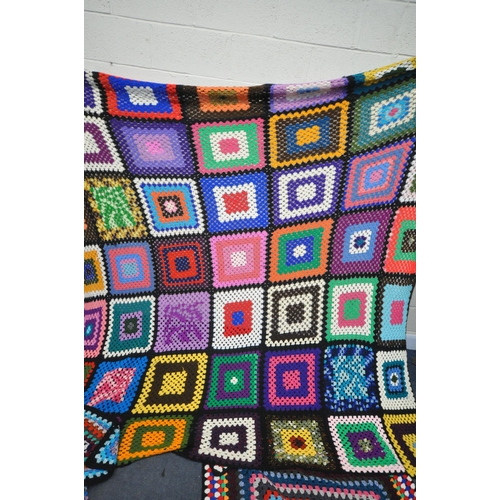 1236 - A SELECTION OF CROCHET BLANKETS, of various sizes and colours, largest approximately 250cm squared (... 