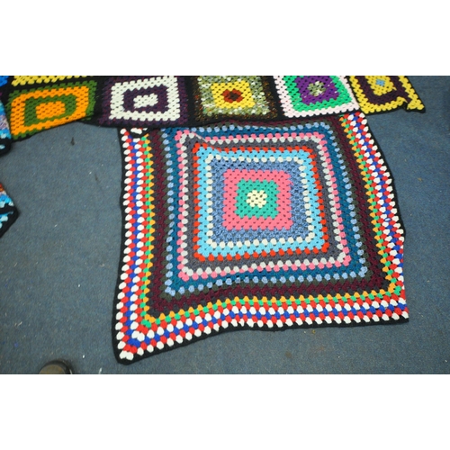 1236 - A SELECTION OF CROCHET BLANKETS, of various sizes and colours, largest approximately 250cm squared (... 