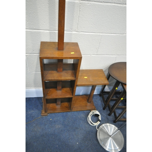 1251 - A SELECTION OF OCCASIONAL FURNITURE, to include an oak bookcase lamp, another standard lamp, an oak ... 