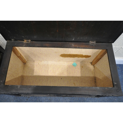 1256 - A SELECTION OF OAK OCCASIONAL FURNITURE, to include a panelled blanket box, with hinged lid, width 9... 