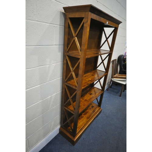 1264 - A MODERN TALL FOUR TIER OPEN BOOKCASE,  with cross section open sides, 105cm x depth 37cm x height 1... 