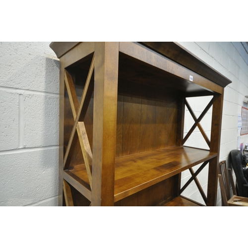 1264 - A MODERN TALL FOUR TIER OPEN BOOKCASE,  with cross section open sides, 105cm x depth 37cm x height 1... 