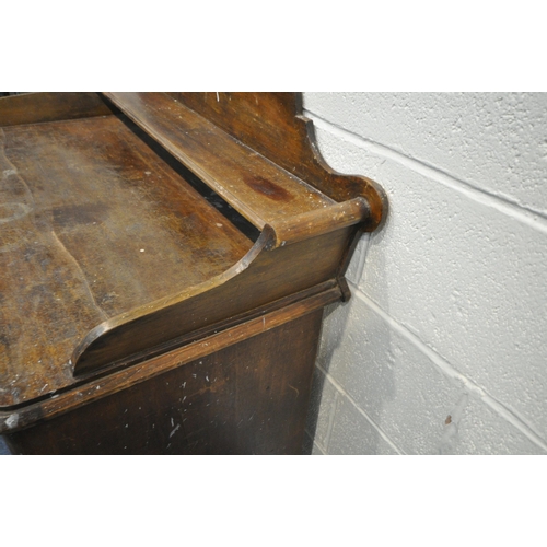 1279 - A VICTORIAN PINE WASH STAND, with a raised back, two short over two long drawers, length 116cm x dep... 