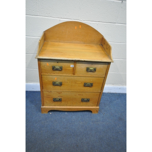 1288 - AN EARLY 20TH CENTURY ASH WASHSTAND/CHEST OF TWO SHORT OVER TWO LONG DRAWERS, with later pine raised... 