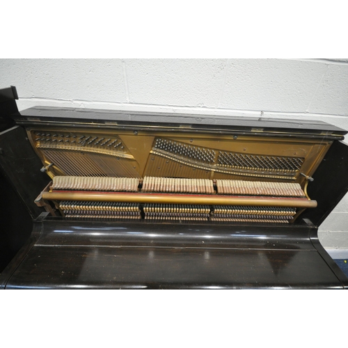 1318 - A LIPPMANN MAHOGANY UPRIGHT OVERSTRUNG PIANO (condition - surface marks and scratches, keys discolou... 