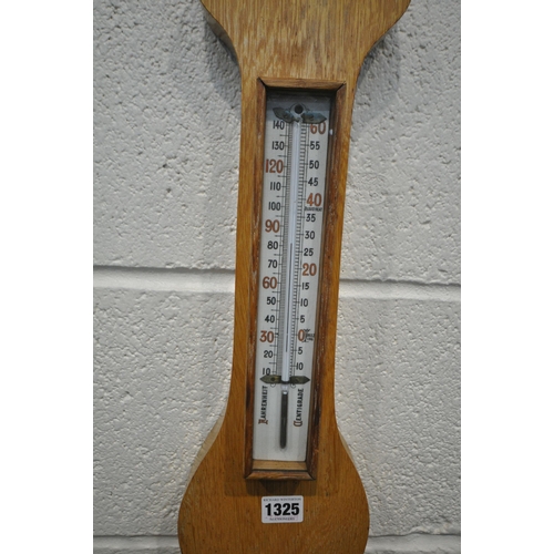 1325 - AN OAK BAROMETER, the face labelled Daymaster, width 27cm x height 95cm (condition - overall good co... 