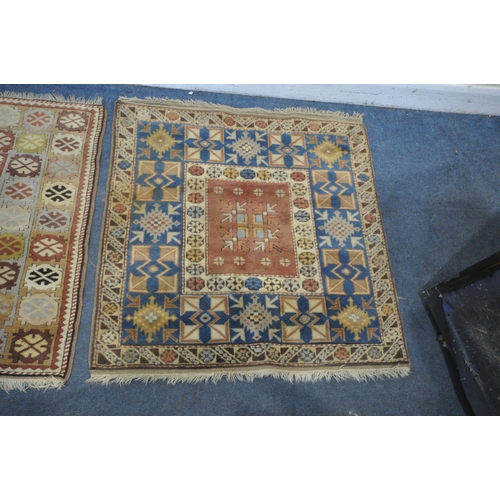 1327 - A TURKISH MILAS RUG, 220cm x 122cm (dirty and discoloured) a late 20th century woollen rug 126cm x 9... 