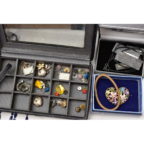 101 - TWO BOXES OF COSTUME JEWELLERY, to include beaded necklaces, imitation pearl necklaces, yellow and w... 