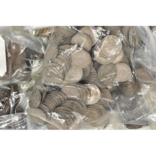 108 - TWO HEAVY PLASTIC BOXES OF COINS, to include a box of mainly 20th century Uk mixed coinage such as t... 