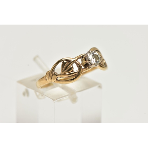 19 - A 9CT GOLD SINGLE STONE RING, eight claw set, round brilliant cut diamond, estimated diamond weight ... 