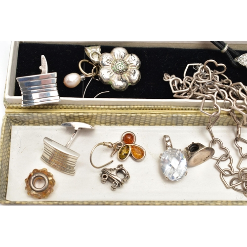 27 - A BAG OF ASSORTED WHITE METAL JEWELLERY, to include a lady's manual wind 'Rotary' stainless steel wr... 