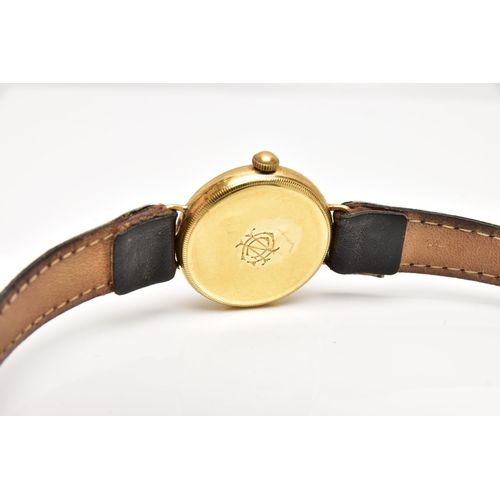 77 - AN EARLY 20TH CENTURY 18CT YELLOW GOLD BIRCH AND GAYDON LTD MANUAL WIND WRISTWATCH, the white enamel... 