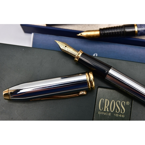 80 - A SELECTION OF FOUNTAIN AND BALL POINT PENS, to include a boxed 'Waterman' fountain pen, a 'Montblan... 