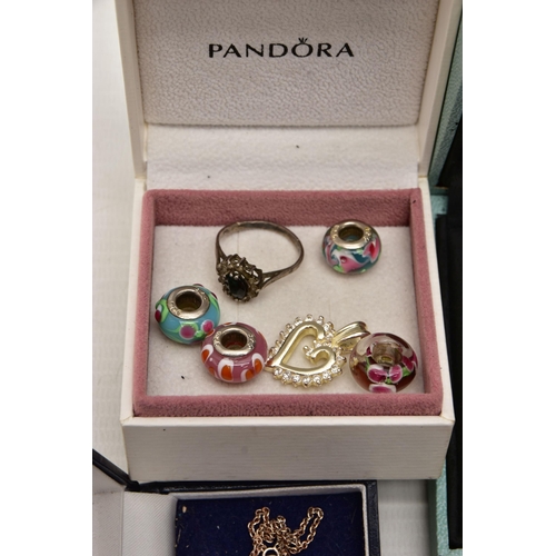 88 - AN ASSORTMENT WHITE METAL JEWELLERY, to include six white metal necklaces, each stamped 925, a yello... 