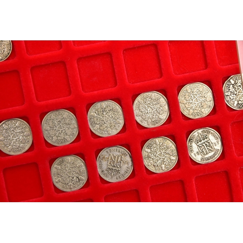 99 - SIX LINDNER COIN TRAYS, some trays contain copper coins, old one pound coins, silver coinage pre 194... 