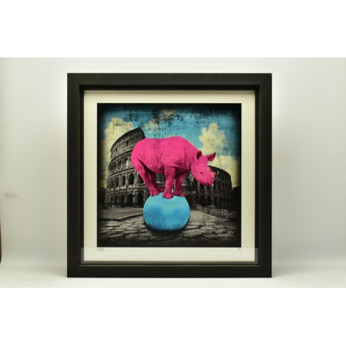 287 - LARS TUNEBO (SWEDEN 1962) 'THE MAIN ATTRACTION', a signed limited edition  print depicting a Rhino b... 