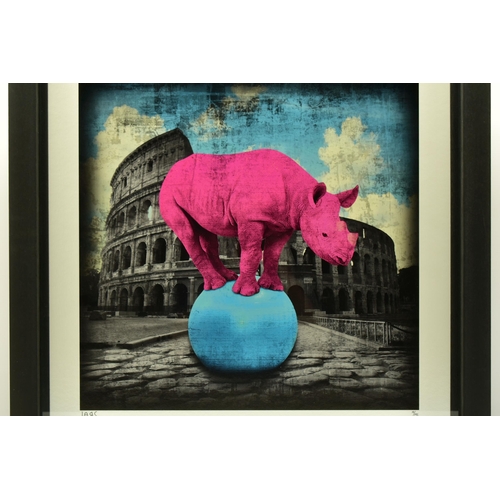 287 - LARS TUNEBO (SWEDEN 1962) 'THE MAIN ATTRACTION', a signed limited edition  print depicting a Rhino b... 