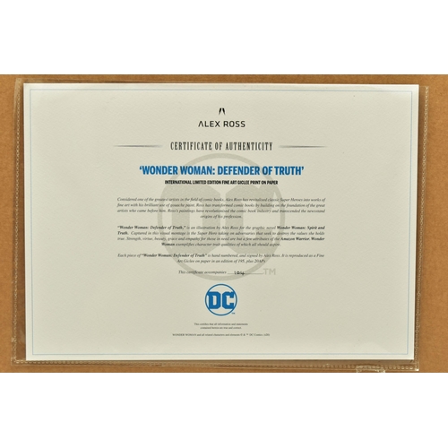 294 - ALEX ROSS FOR DC COMICS (AMERICAN CONTEMPORARY) 'WONDER WOMAN: DEFENDER OF TRUTH', a signed limited ... 