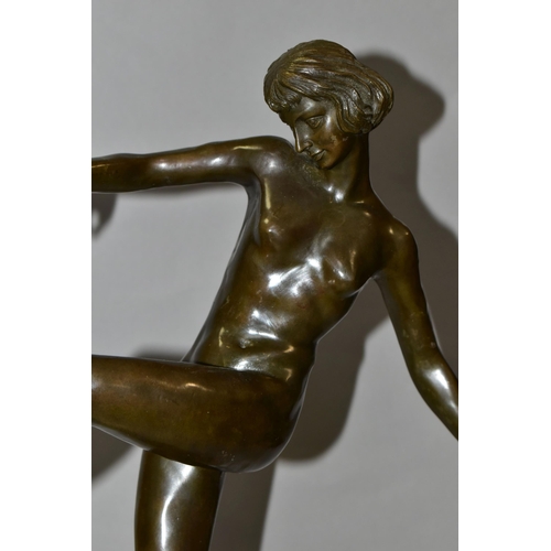 302 - AFTER PIERRE LE FAGUAYS (FRENCH, 18921962) AN ART DECO BRONZE STUDY OF A FEMALE NUDE, titled 'The D... 