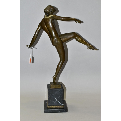 302 - AFTER PIERRE LE FAGUAYS (FRENCH, 18921962) AN ART DECO BRONZE STUDY OF A FEMALE NUDE, titled 'The D... 