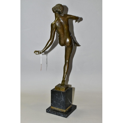 302 - AFTER PIERRE LE FAGUAYS (FRENCH, 18921962) AN ART DECO BRONZE STUDY OF A FEMALE NUDE, titled 'The D... 