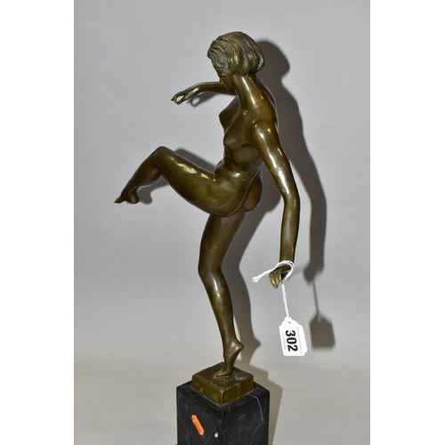 302 - AFTER PIERRE LE FAGUAYS (FRENCH, 18921962) AN ART DECO BRONZE STUDY OF A FEMALE NUDE, titled 'The D... 