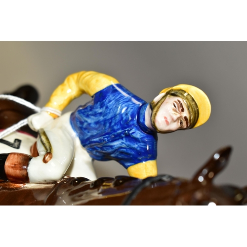 303 - A BESWICK STEEPLECHASER 2505 FIGURE, of a jockey and racehorse jumping a fence, printed black crest ... 