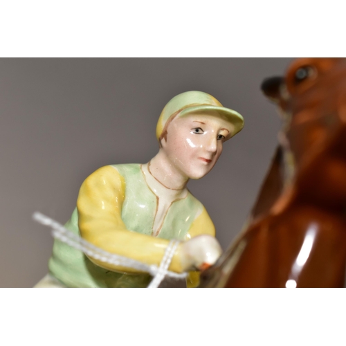 304 - A BESWICK RACEHORSE AND JOCKEY (WALKING RACEHORSE) 1037 FIGURE, colourway no 2, the jockey wearing p... 