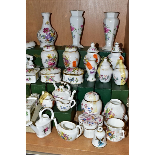 314 - A QUANTITY OF HAMMERSLEY CHINA ORNAMENTS, to include over sixty trinket boxes, vases, miniatures and... 