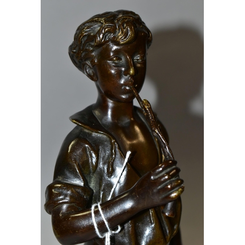 316 - AFTER ADOLPHE JEAN LAVERGNE (FRENCH, 1852-1901) A BRONZE STUDY OF A BOY, titled 'Charmeur de Lézards... 