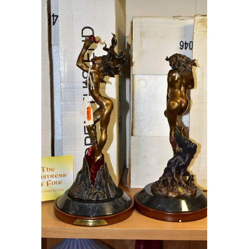 326 - TWO HOT CAST BRONZE FANTASY STUDIES BY BORIS, comprising 'The Mistress of Fire' with certificate, an... 