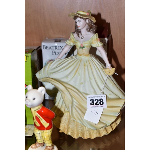 328 - A GROUP OF FIGURINES AND CERAMIC CHARACTER FIGURES,  comprising Coalport The Age of Elegance 'Pettic... 