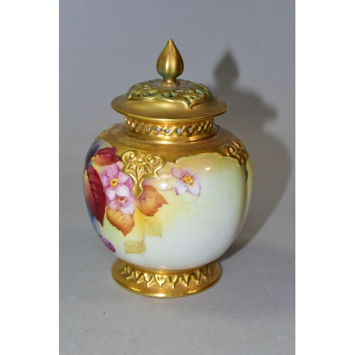 333 - A ROYAL WORCESTER POT POURRI VASE AND COVER, by Kitty Blake, the vase of lobed form with pierced nec... 