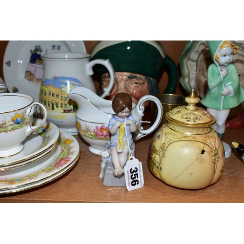 356 - AN AYNSLEY TEAWARES AND ASSORTED CERAMICS, comprising a Royal Worcester Days Of The Week 'Saturday G... 