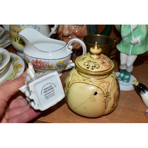 356 - AN AYNSLEY TEAWARES AND ASSORTED CERAMICS, comprising a Royal Worcester Days Of The Week 'Saturday G... 