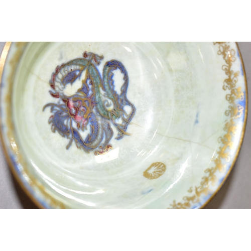 361 - TWO WEDGWOOD BONE CHINA BOWLS, comprising a bowl with a blue mottled lustre exterior with a mother o... 