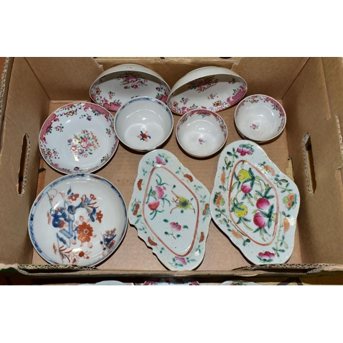 366 - A COLLECTION OF LATE 18TH AND 19TH CENTURY CHINESE PORCELAIN, comprising four famille rose footed di... 