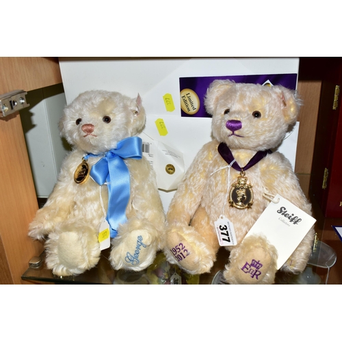 377 - TWO BOXED STEIFF BEARS, comprising 663659 'Diamond Jubilee' vanilla bear, height 27cm, No. 2252 and ... 