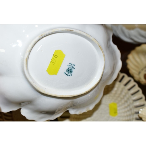 396 - A GROUP OF 19TH CENTURY PORCELAIN, comprising two Wedgwood Creamware baskets, impressed marks to bas... 