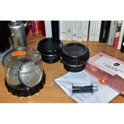 399 - LEICA PHOTOGRAPHIC ACCESSORIES AND BOOKS ETC, to include three 14135 extension tubes with 14158 1 & ... 