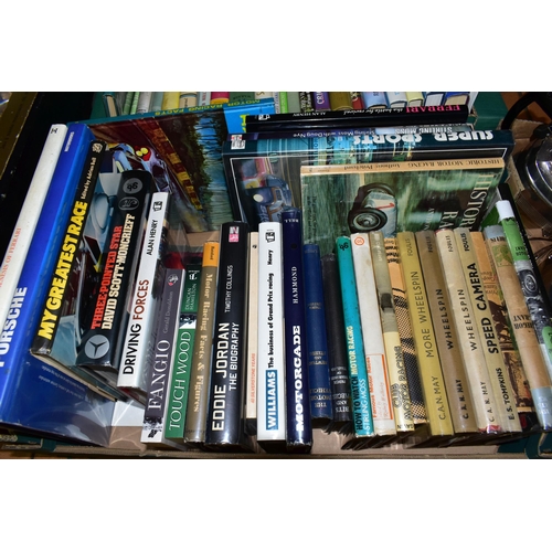 422 - Two Boxes of SPORTING BOOKS comprising approximately sixty-eight titles in hardback format to includ... 